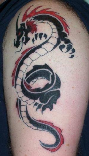 red tribal tattoo dragon