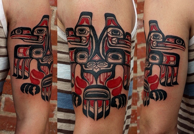 red tribal tattoo mask