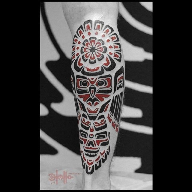red tribal tattoo ornament