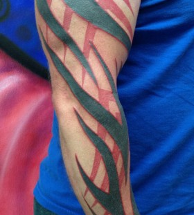 red tribal tattoo pinstripe