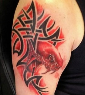 red tribal tattoo snake