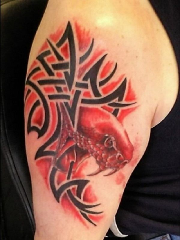 red tribal tattoo snake