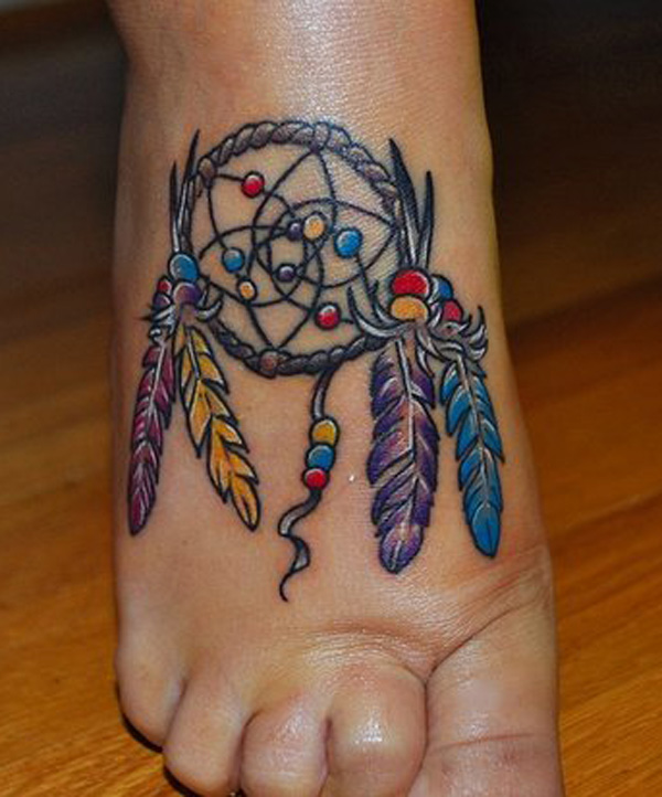 small Dreamcatcher Tattoo on foot