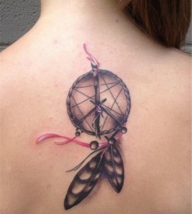 small Dreamcatcher Tattoo pink