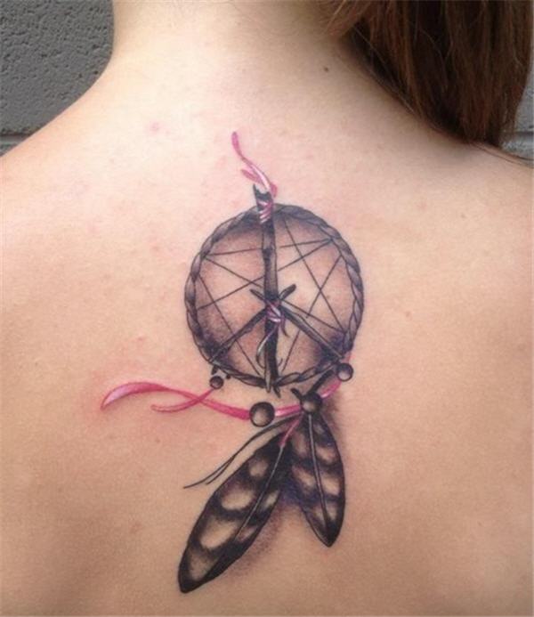 small Dreamcatcher Tattoo pink