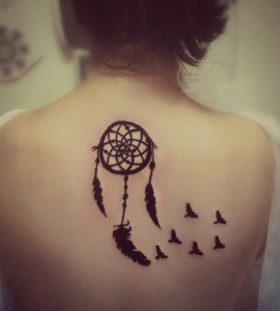 small Dreamcatcher Tattoo with birds
