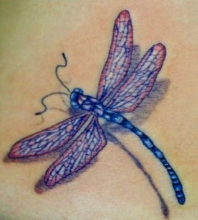 small purple tattoo dragonfly