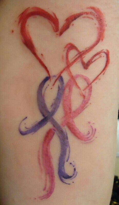 small purple tattoo paintbrush awarenes ribbon