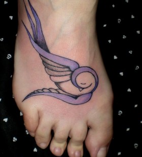 small purple tattoo  sleeping wing