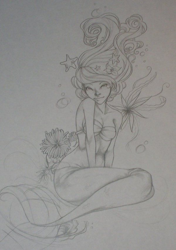 tattoo sketch little mermaid