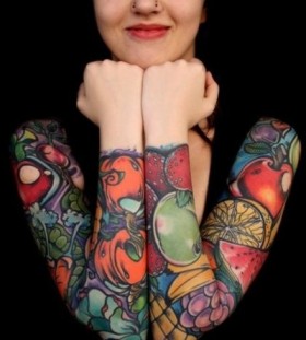 vegetable tattoo both arms