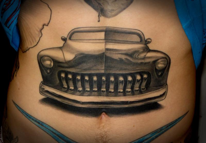 Amazing black car tattoo
