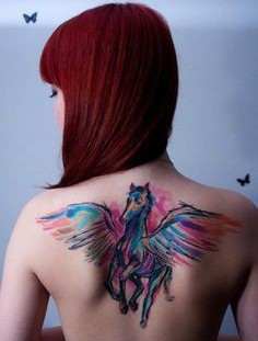 Awesome pegasus tattoo on the back