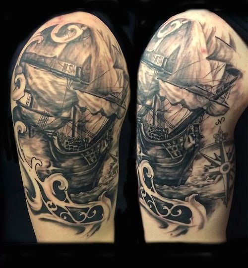 Awesome ship tattoo