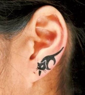 Awesome tattoo with cat on ear