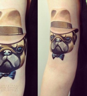 Beautiful dog tattoo on the hand