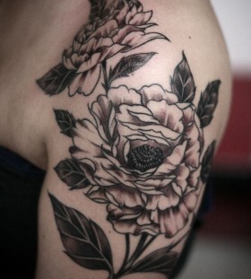 Black and white flower tattoo by Alice Carrier