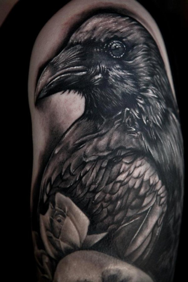 Black bird tattoo by Seunghyun JO aka Potter