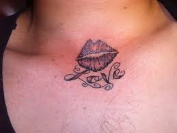 Black lips with love tattoo