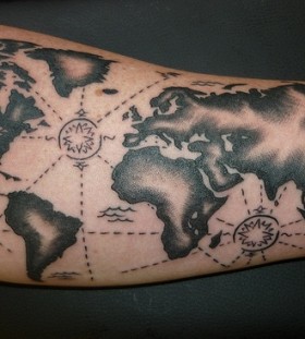 Black map tattoo