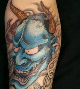 Blue devil tattoo by Hania Sobieski