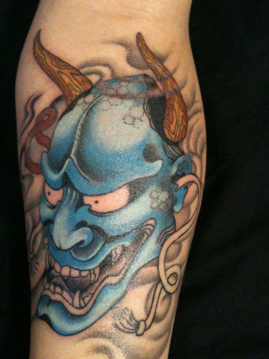 Blue devil tattoo by Hania Sobieski