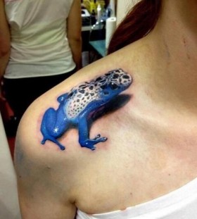 Blue frog tattoo