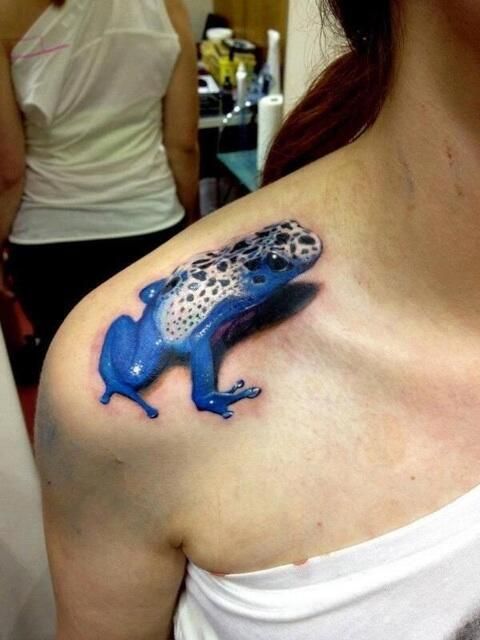 Blue frog tattoo