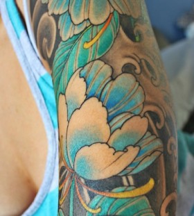 Blue sleeve tattoo