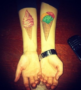 Both hands ice cream tattoo