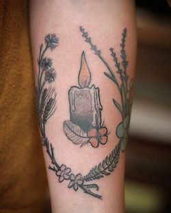 Candle tattoo by Alice Carrier