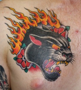 Cat tattoo by Mike Schweigert