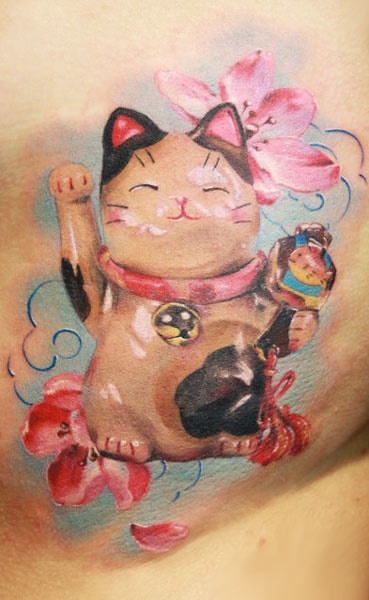 Cat tattoo by Mikky Volkova