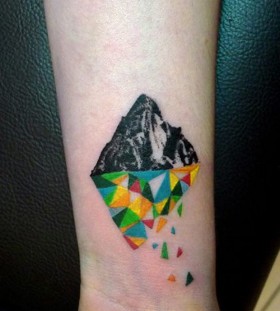 Colorful simple mountains tattoo