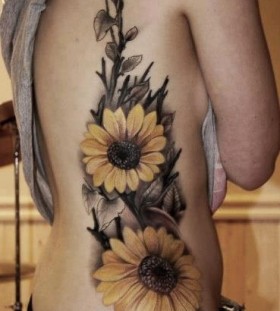 Colorful sunflower tattoo