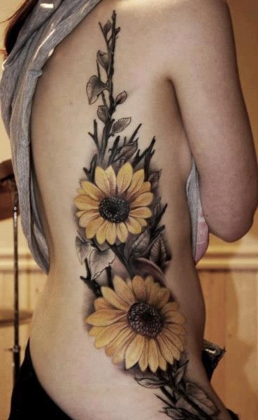 Colorful sunflower tattoo