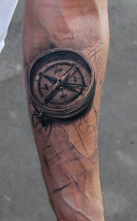 Compass map tattoo