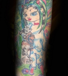 Cool anime tattoo on the body