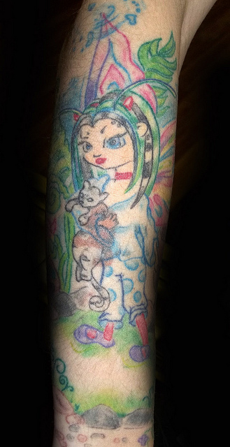 Cool anime tattoo on the body