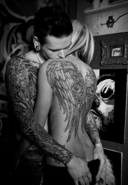 Couple wings tattoo