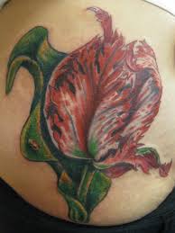 Cute red tulip tattoo