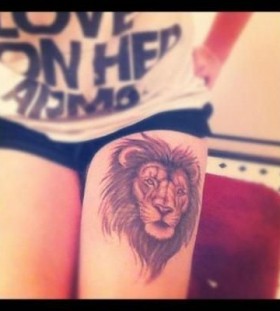 Cute tattoo with lion head