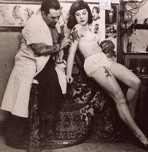 Doctor and woman retro style tattoo