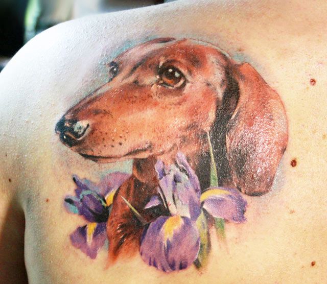 Dog tattoo by Mikky Volkova