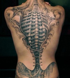 Full back corset tattoo