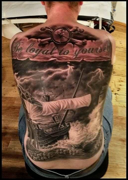 Full back ship tattoo