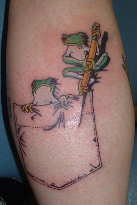 Funny frog tattoo