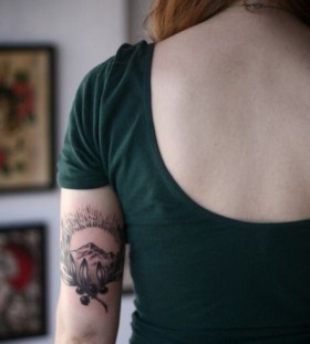 Girl hand mountains tattoo