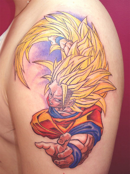 Goku impressive anime tattoo