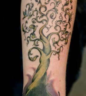 Green tree tattoo by Hania Sobieski